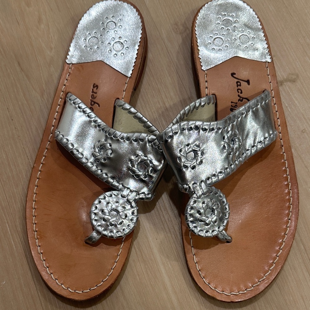 Jack Rogers Metallic Silver Sandals